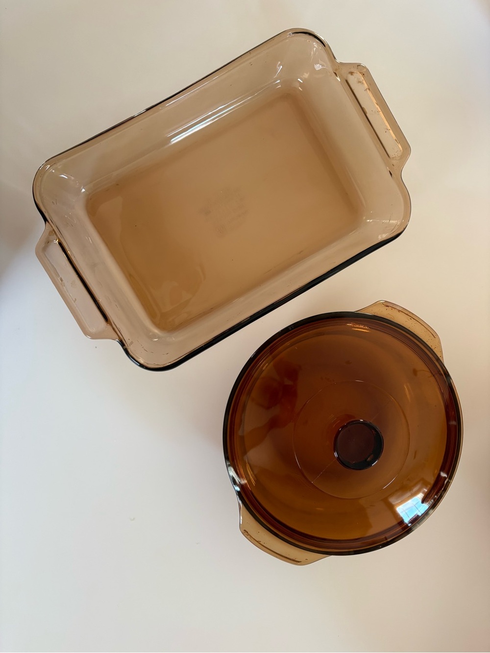 Anchor Hocking Amber Glass Baking Dish and Covered Casserole